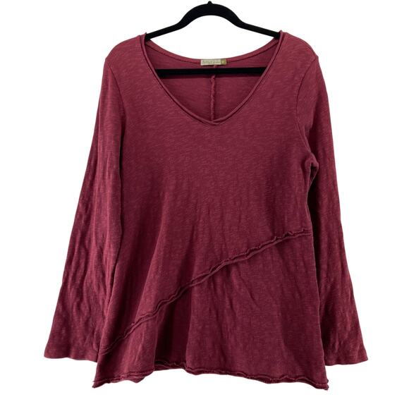 Chalet et Ceci Womens Size Medium Top Burgundy Art to Wear Cotton - Picture 1 of 6